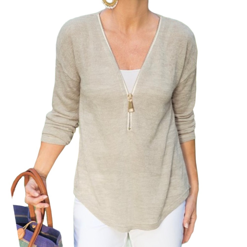 Soft Surroundings Valentina Tan Zip Sweater
